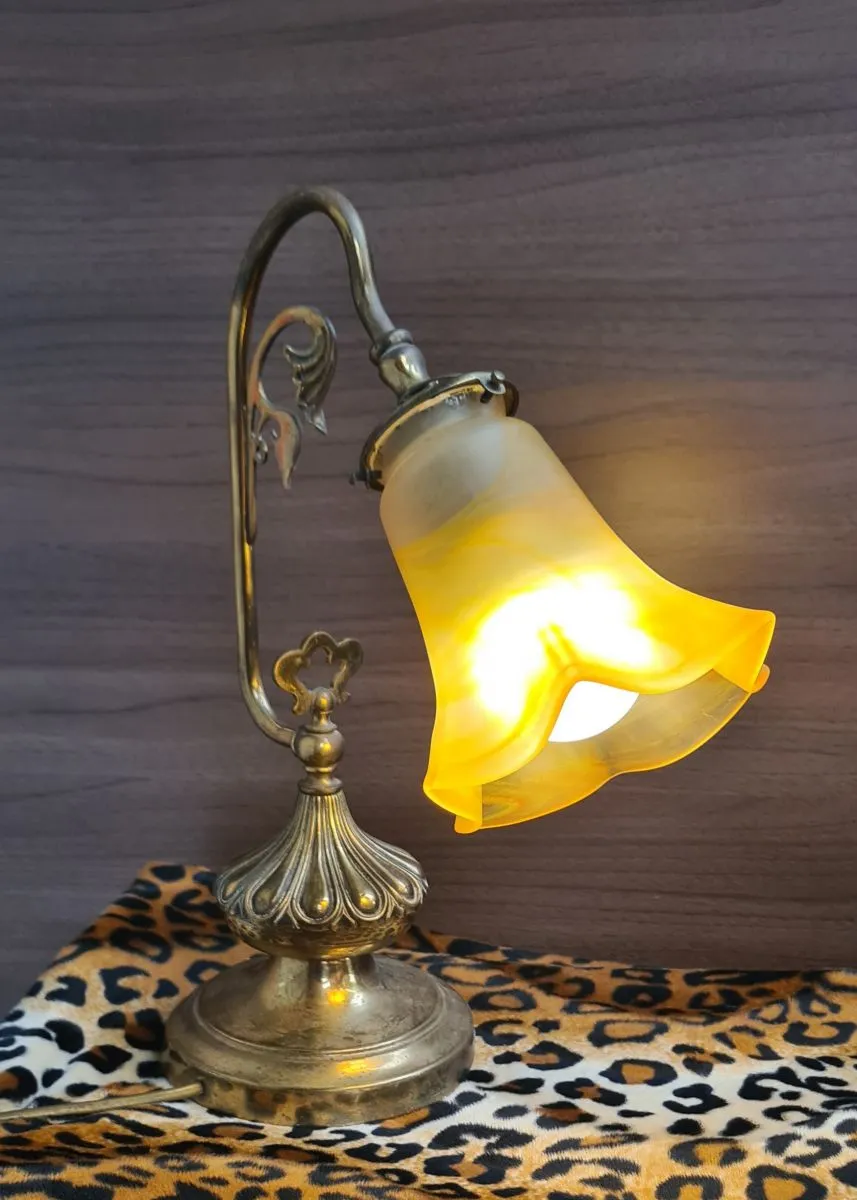  2 lampes  chevet bronze et laiton art nouveau  avec tulipe 
