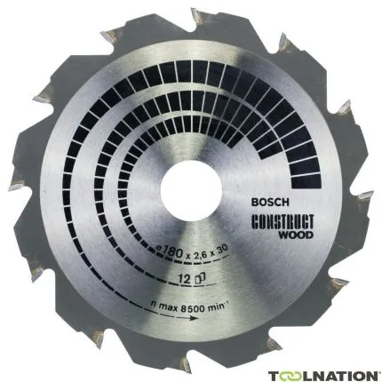Bosch Bleu Accessoires 2608640632 Lame de scie circulaire 180 x 30 x 12T Bois de construction