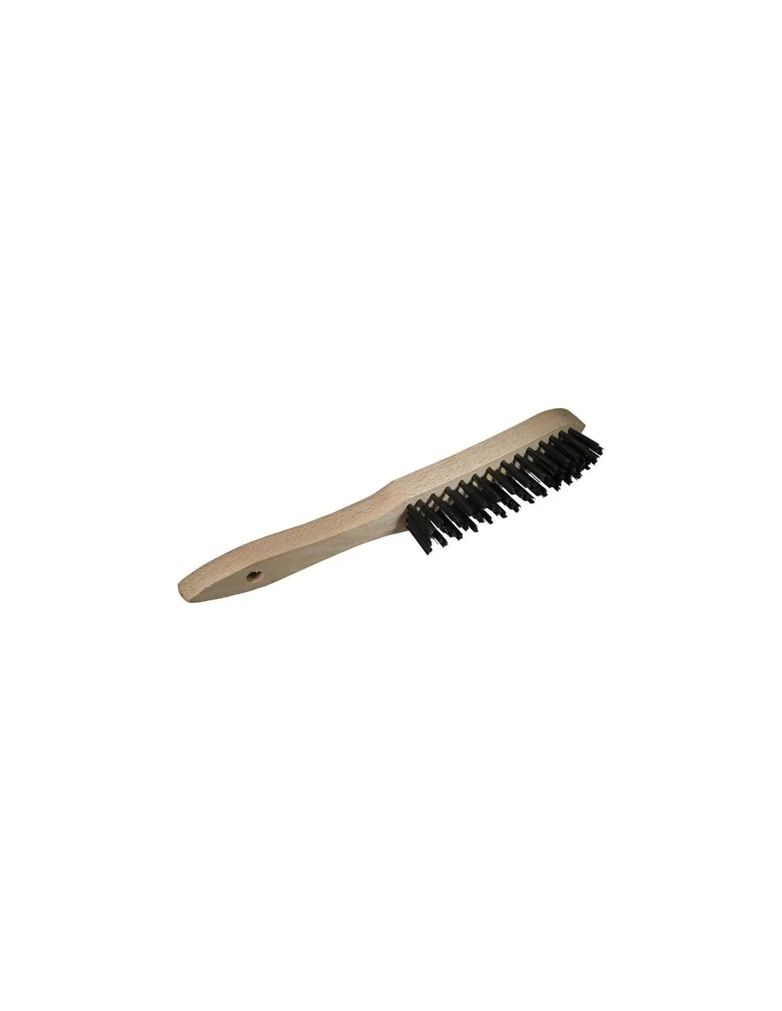 Brosse a main manche bois 4 rangs fil acier inox 0.30 lg 295mm-Brosse à main manche bois