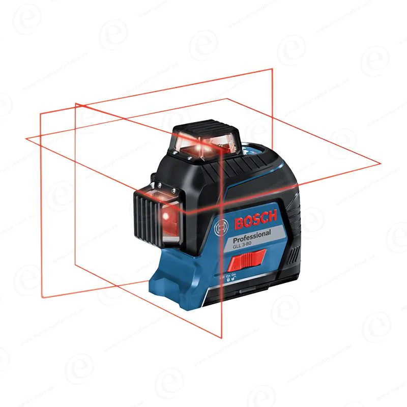 Niveau laser BOSCH GLL 3-80 avec support mural et canne télescopique