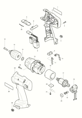 PIECES DETACHEES PERCEUSE VISSEUSE MAKITA 6319DWDE