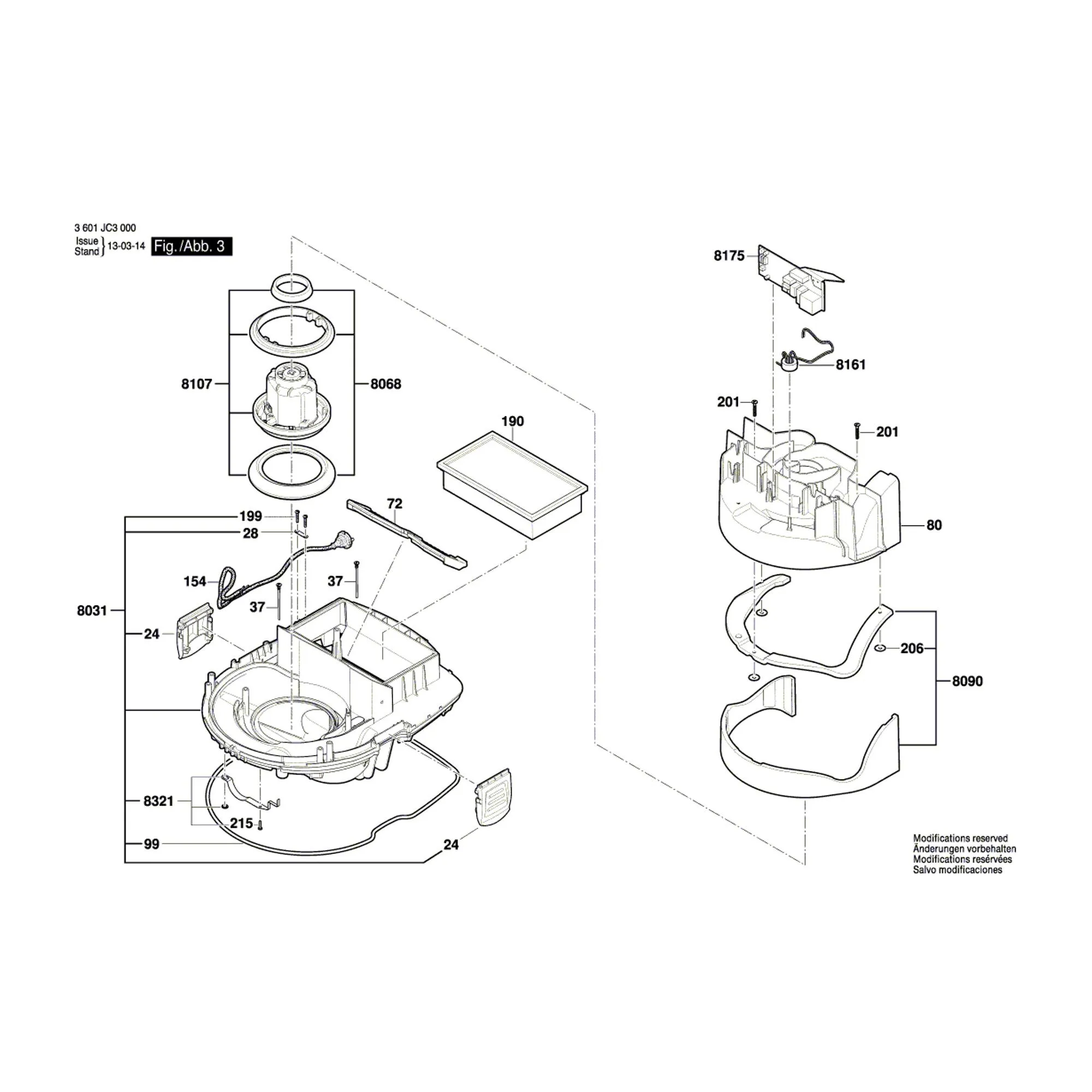Pièces détachées Aspirateur BOSCH GAS 35 L SFC 3601JC3000