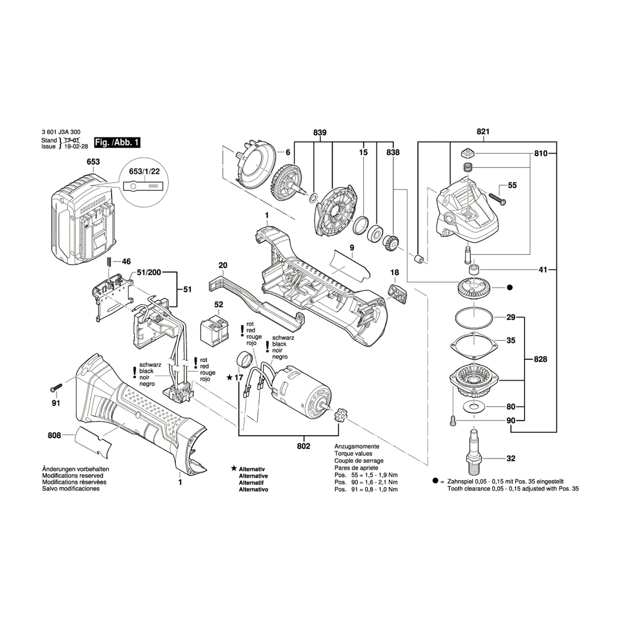 Pièces détachées Meuleuse BOSCH GWS 18-125 V-LI 3601J3A301