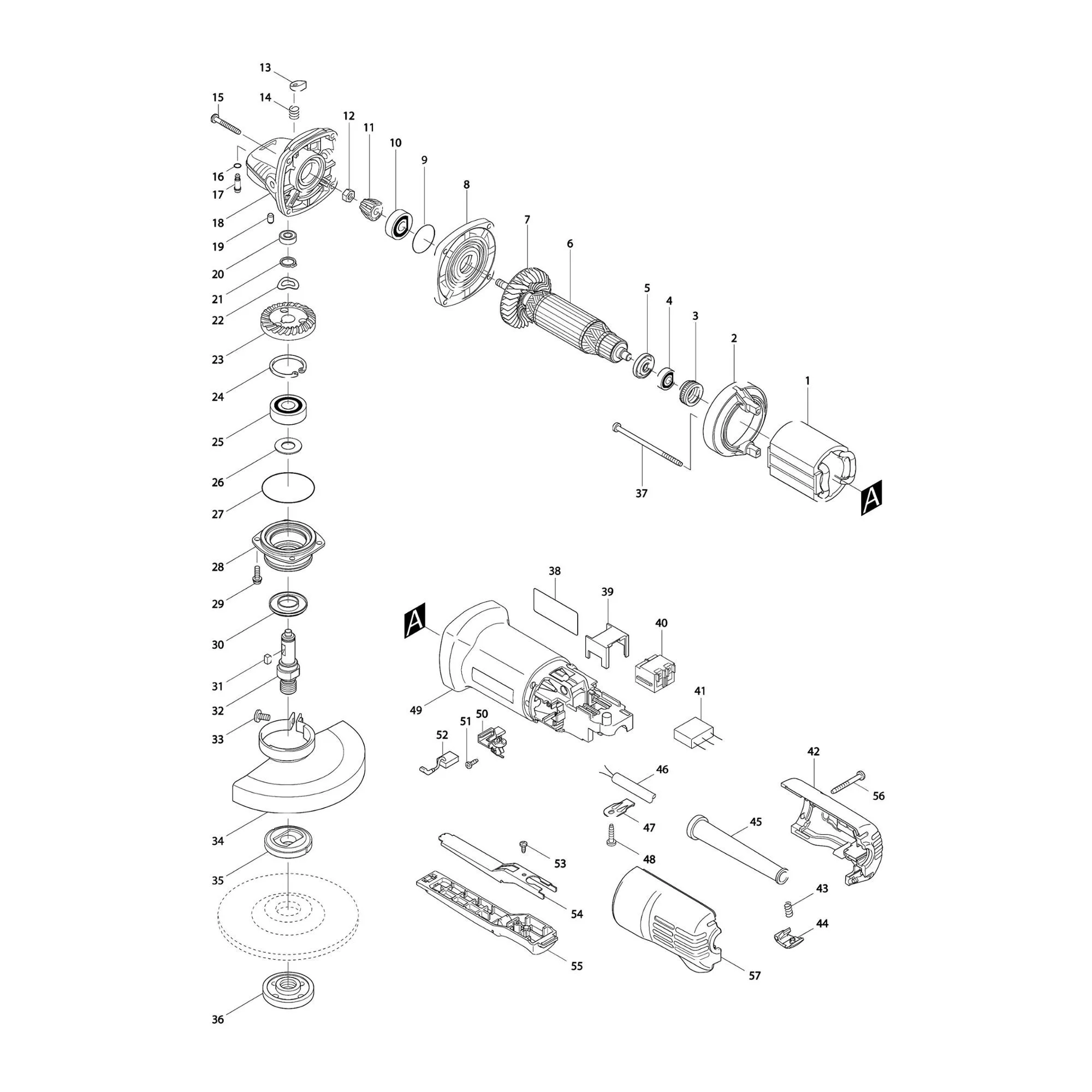 Pièces détachées Meuleuse Makita 9558PB