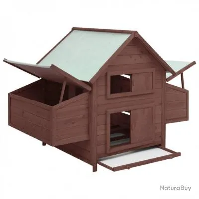 Poulailler 152 x 96 x 110 cm bois de sapin massif moka et blanc 02_0001706