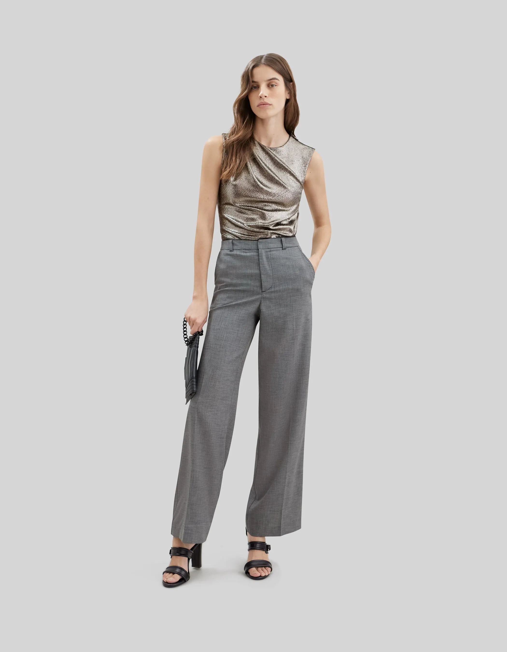 Pure Edition-Top gold drapé maille lurex Femme