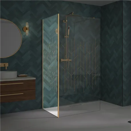 Renvoi d'angle Solo Design 80 cm or brossé verre art déco Kinedo PA8281DARTE