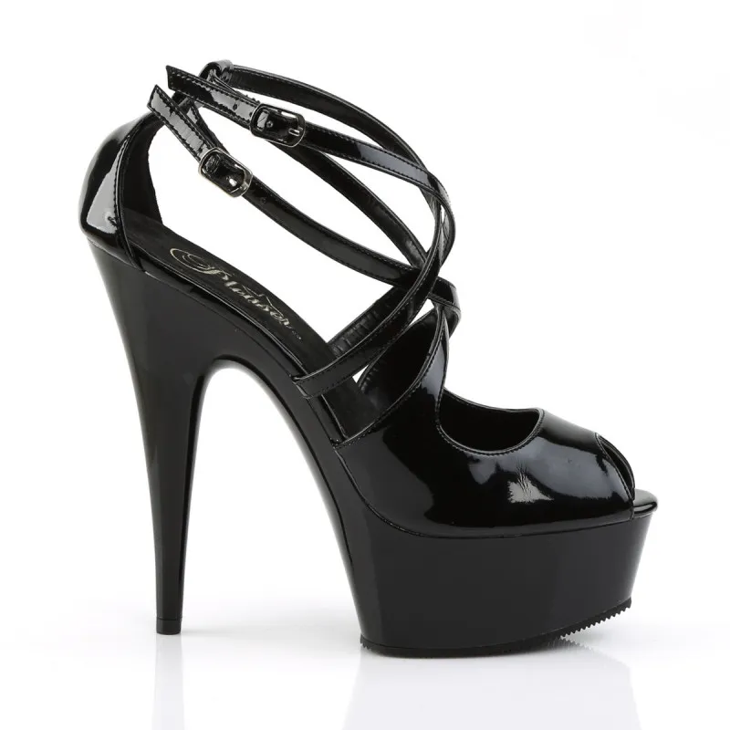 Sandale plateforme sexy à haut talon 15 cm noire