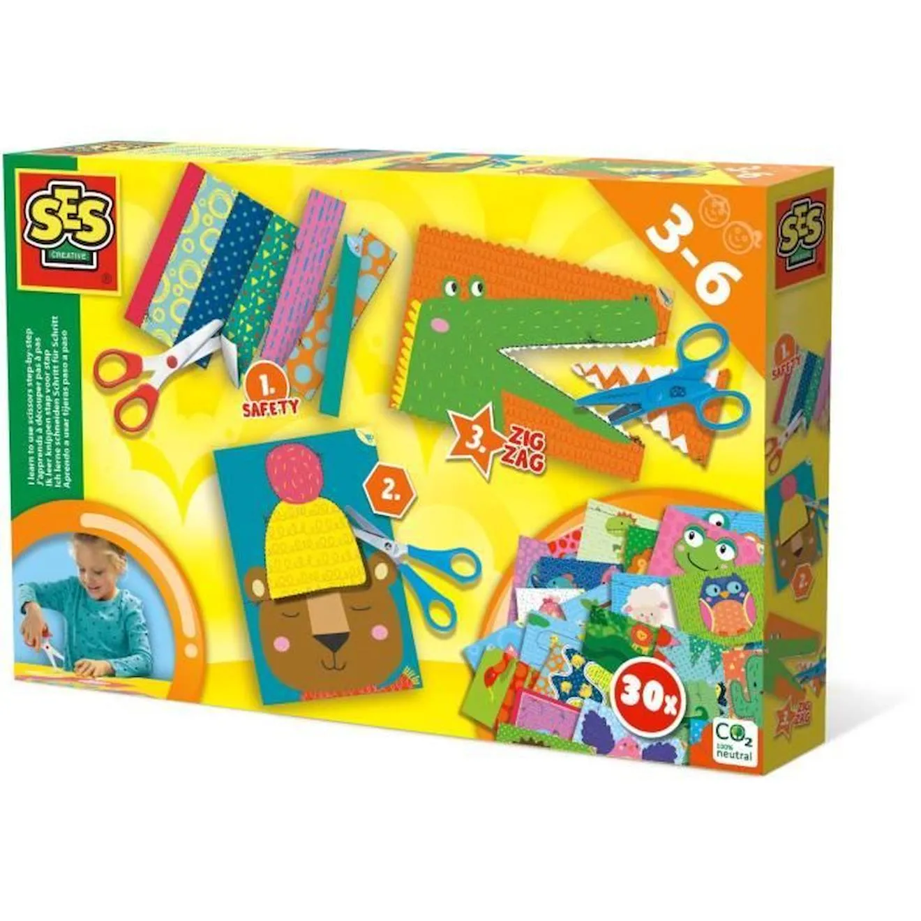 SES CREATIVE - J'apprends à découper - Ciseaux pour enfant sûrs - Multicolore jaune - Ses creative