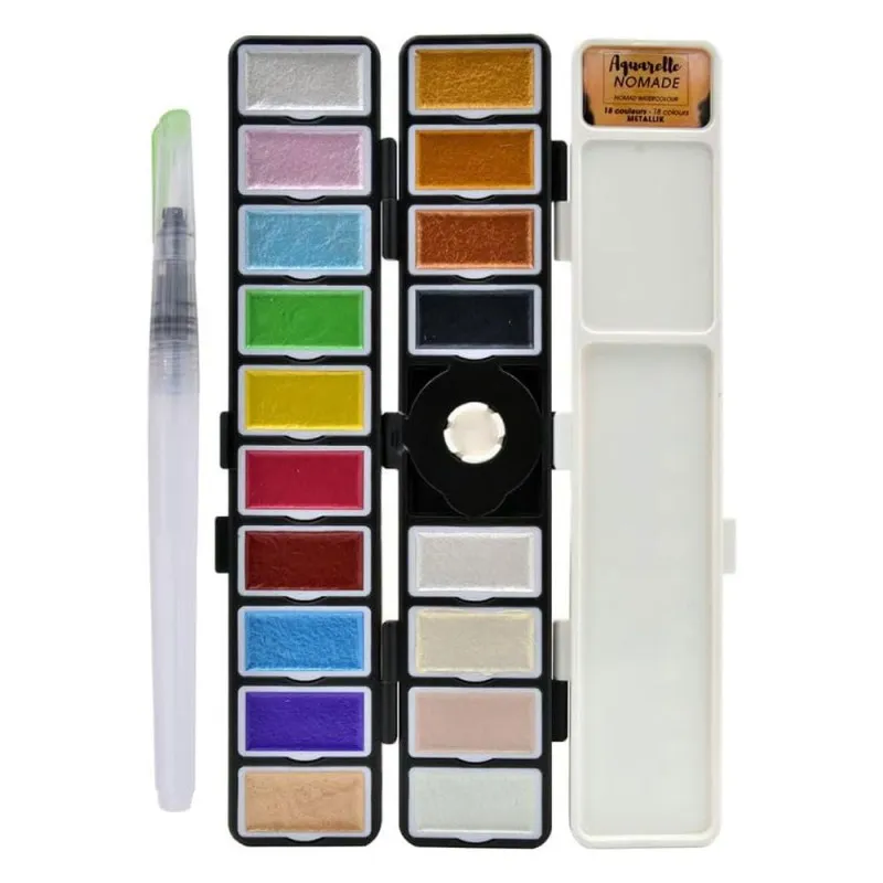 Set aquarelle nomade Art & Go - 18 couleurs métalliques