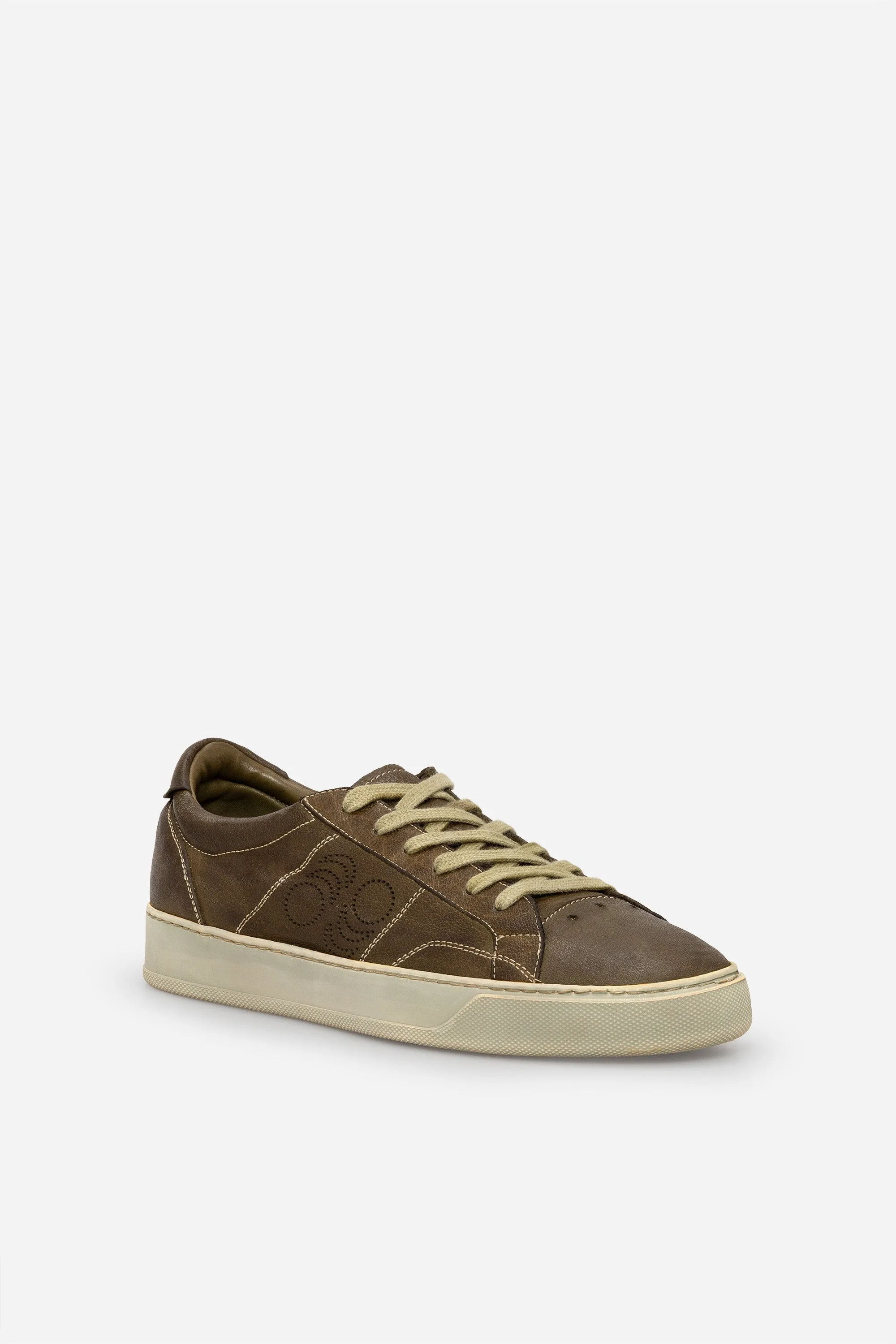 Sneakers uomo Del Bello in pelle verde effetto vintage